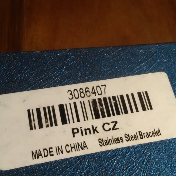 Pink Cubic Zirconia Stainless Steel Tennis Bracelet - Picture 14 of 14